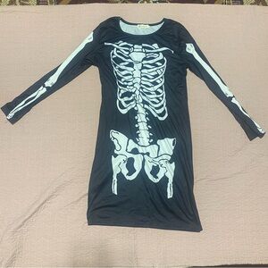 Skeleton Print Long Sleeve Dress